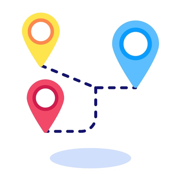 Mapa vectorial y iconos planos de ubicación