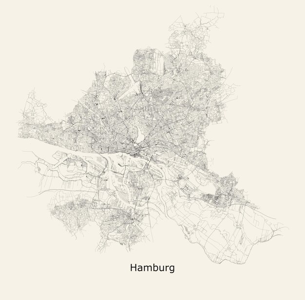 Vector mapa vectorial ilustración de cartografía de calles del área de la ciudad de hamburgo