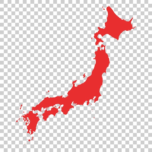 Mapa vectorial de Japón en un fondo aislado