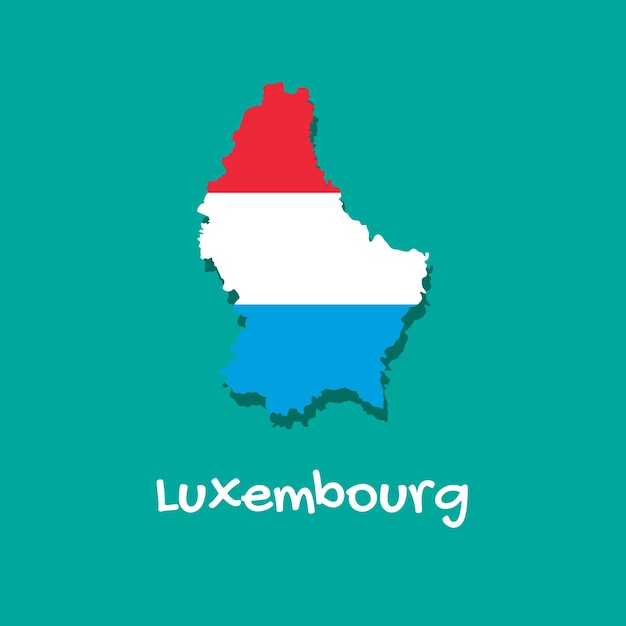 Mapa vectorial de luxemburgo pintado con los colores de la bandera las fronteras del país con sombra