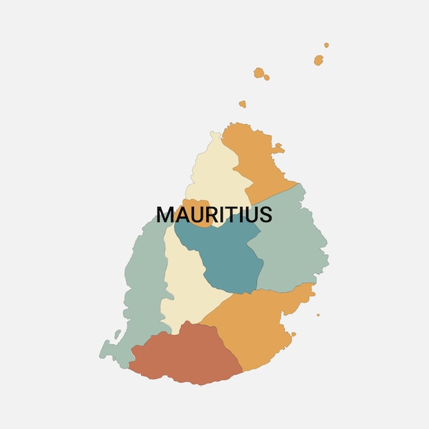 Mapa vectorial de Mauricio con divisiones administrativas