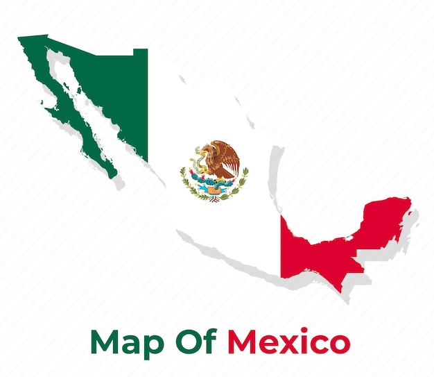 Vector mapa vectorial de méxico con la bandera nacional.