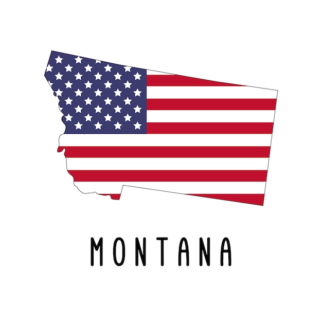 Mapa vectorial de montana pintado en los colores de la bandera americana silhouette o fronteras del estado de ee.uu.