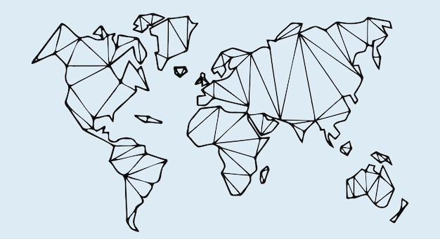 Mapa vectorial del mundo sobre un fondo azul Viajar por el fondo de la silueta del mapa mundial