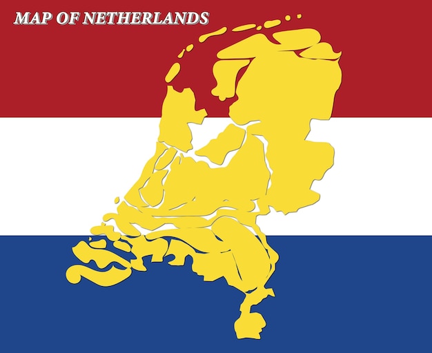 Mapa vectorial de los Países Bajos con fondo de bandera