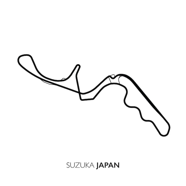 Vector mapa vectorial de la pista de carreras del circuito de suzuka en japón