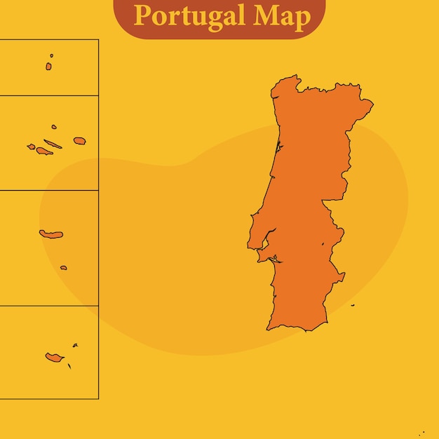 Mapa vectorial de Portugal con líneas de regiones y ciudades y todas las regiones completas