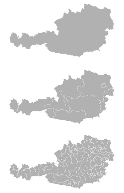 Mapa vectorial de las regiones y áreas administrativas de Austria