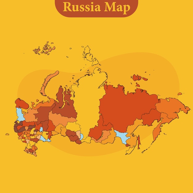 Mapa vectorial de rusia con líneas de regiones y ciudades y todas las regiones completas