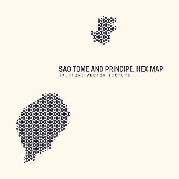 Mapa vectorial de São Tomé y Príncipe patrón hexagonal de medio tono en fondo claro