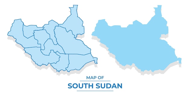 El mapa vectorial de Sudán del Sur establece una simple ilustración de estilo plano y contorno
