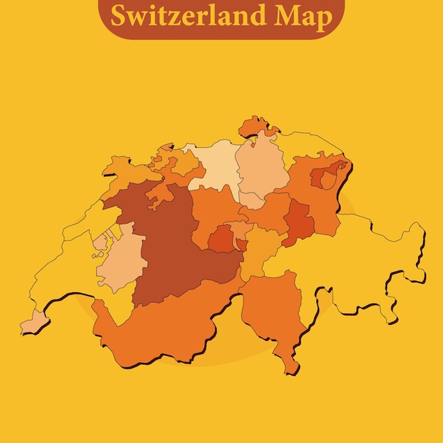 El mapa vectorial de Suiza con regiones y líneas de ciudades y todas las regiones completas