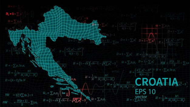 Mapa vectorial tecnológico de Croacia sitio web moderno futurista fondo o página de portada