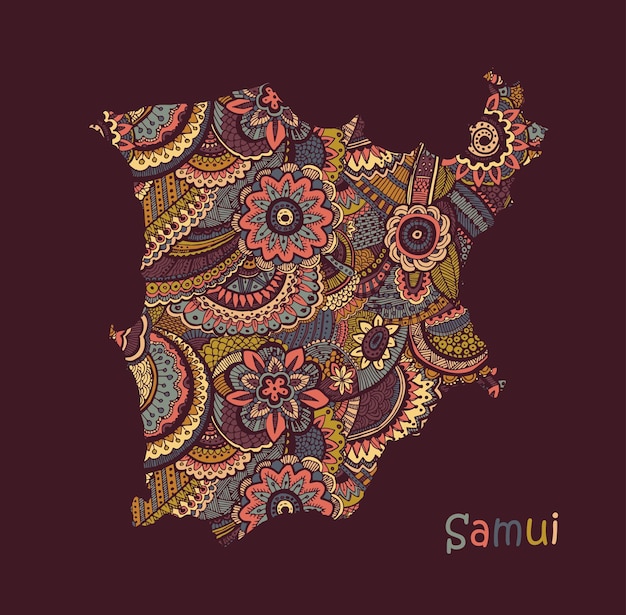 Mapa vectorial texturizado de samui fondo tribal de patrón etno dibujado a mano