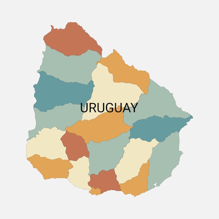 Mapa vectorial de Uruguay con divisiones administrativas