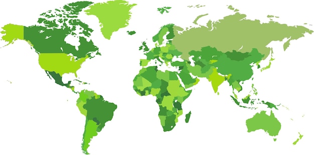 Mapa vectorial verde del mundo