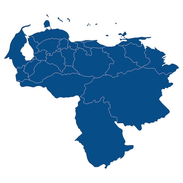 Mapa de Venezuela en provincias administrativas en color azul