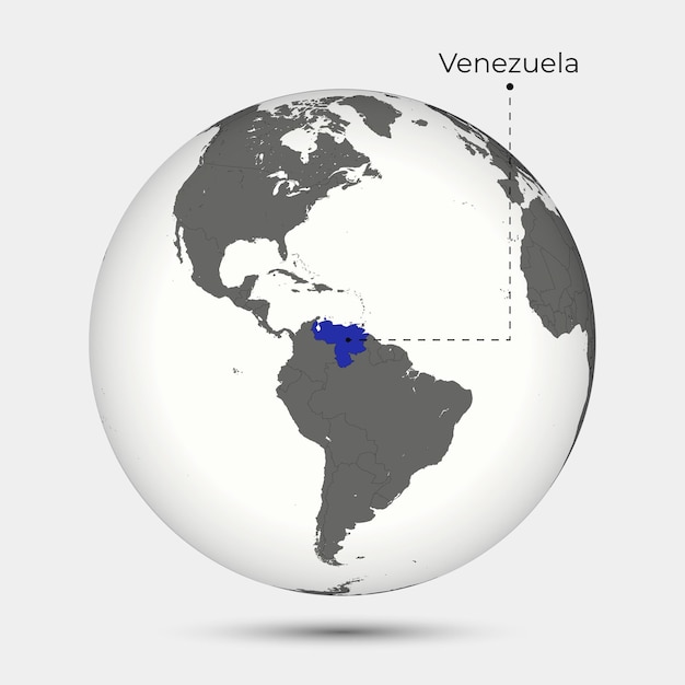 Vector mapa de venezuela con su posición en el globo