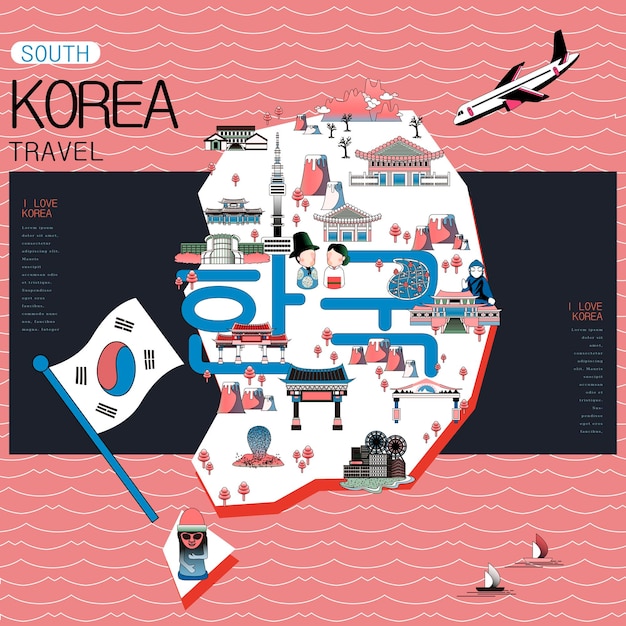 Mapa de viaje de corea