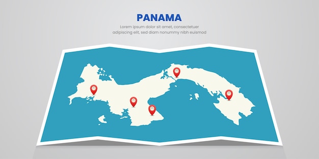 mapa de viaje de panamá con diseño de ubicación de etiqueta pin Ilustración
