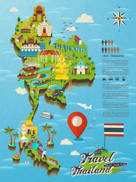 Mapa de viajes de tailandia