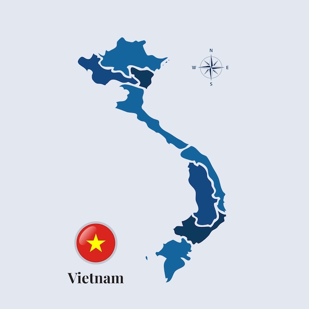 Vector mapa de vietnam con bandera mapa de la bandera de vietnam