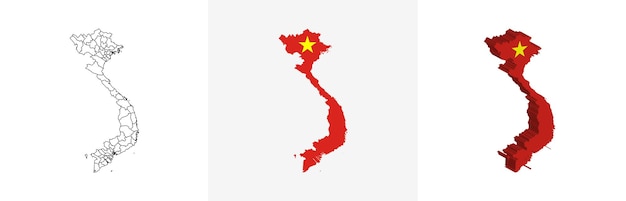Mapa de Vietnam con bandera