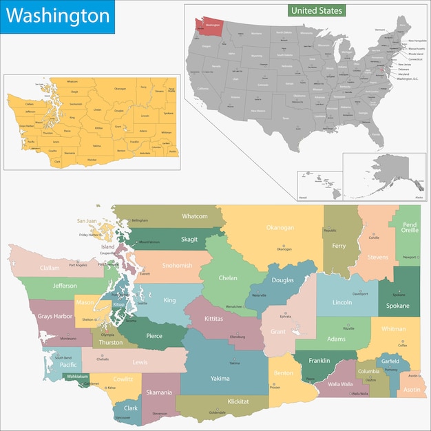 Vector mapa de washington