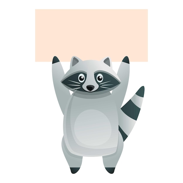 Mapache con icono de banner Caricatura de mapache con icono de vector de banner para diseño web aislado sobre fondo blanco
