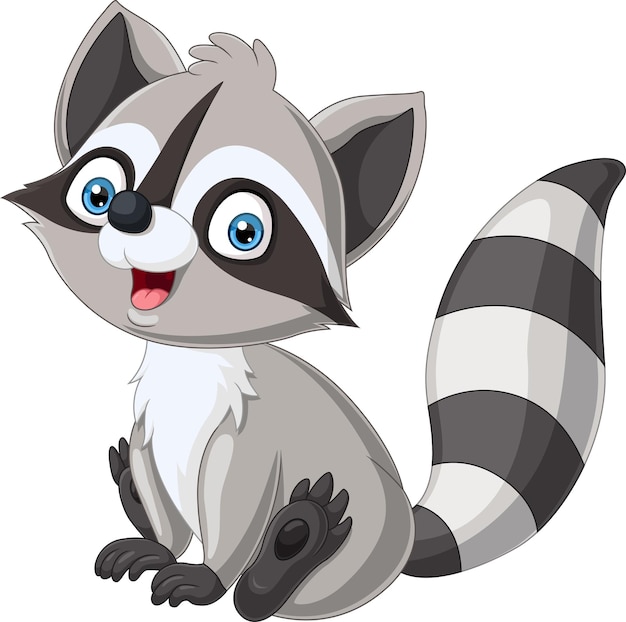 Mapache lindo bebé de dibujos animados sentado