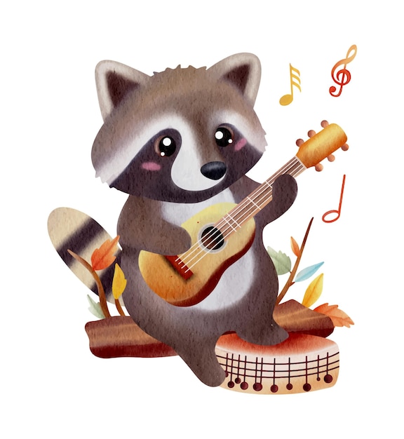Mapache de pandilla amante de la música