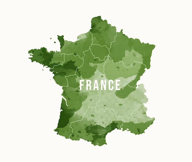 Mapas de francia estilo acuarela vector ilustración