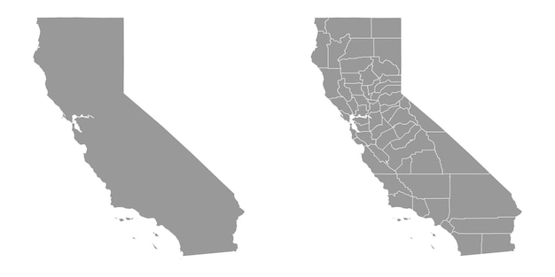 Mapas grises del estado de California Ilustración vectorial