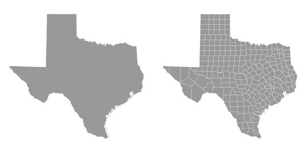 Mapas grises del estado de Texas Ilustración vectorial