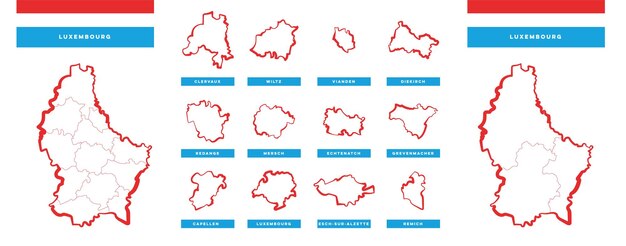 Vector mapas de luxemburgo