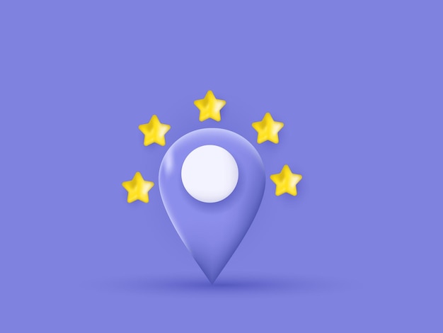 mapas vectoriales 3D realistas que marcan ubicaciones en el ilustrador de estrellas