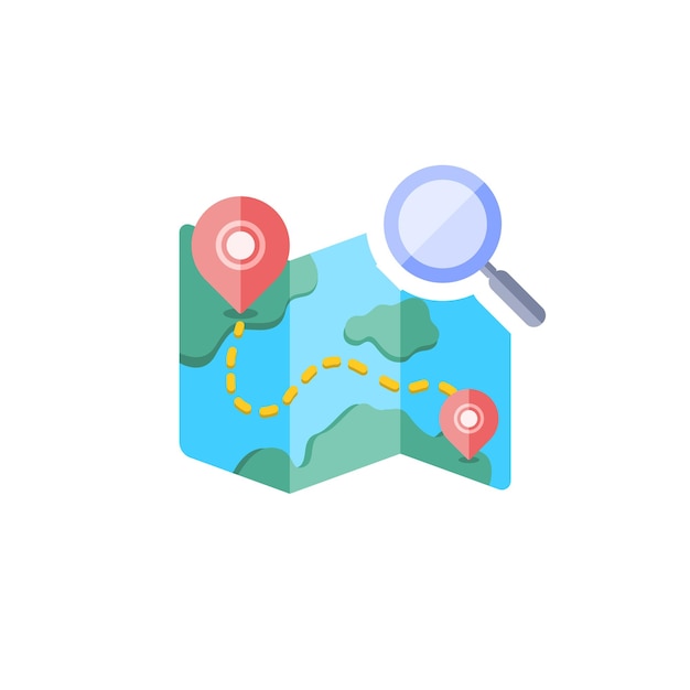 mapas vectoriales y icono de gps en diseño plano