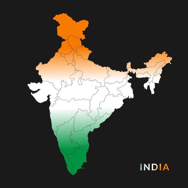 Mapas vectoriales de India silueta estilo vector ilustración