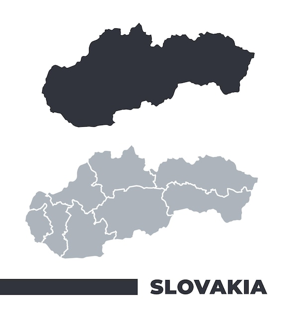 Mapas vectoriales planos y de contorno fronterizo de Eslovaquia