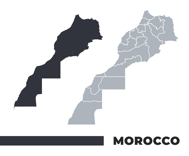 Mapas vectoriales planos y de contorno fronterizo de Marruecos