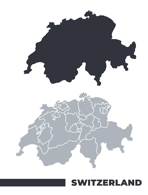Mapas vectoriales planos y de contorno fronterizo de Suiza