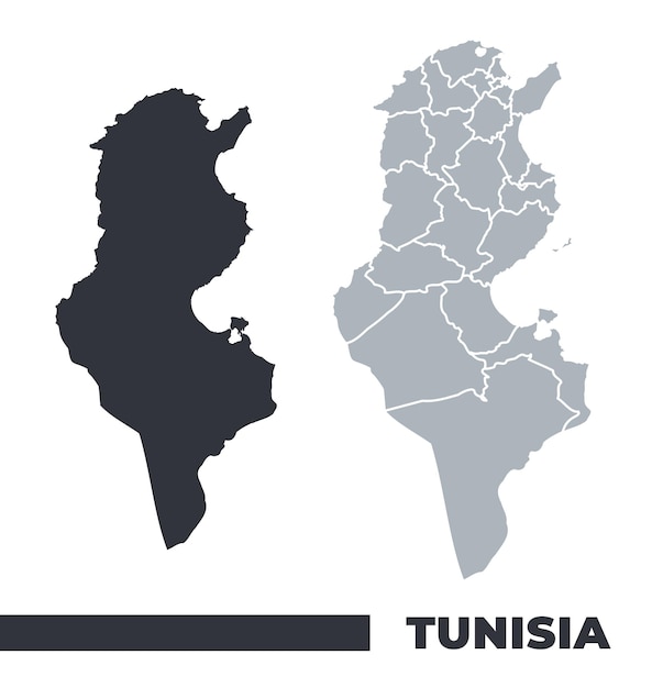 Mapas vectoriales planos y de contorno fronterizo de Túnez