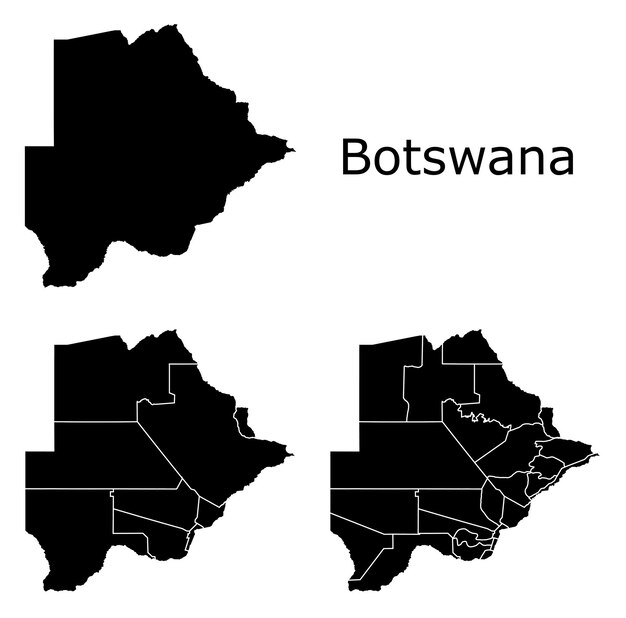 Mapas vectoriales con regiones administrativas municipios departamentos fronteras de Botswana