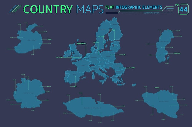 Mapas vectoriales de la unión europea alemania república checa suecia bélgica e irlanda
