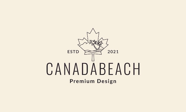 Maple leaf beach lines logo vector símbolo icono diseño gráfico ilustración