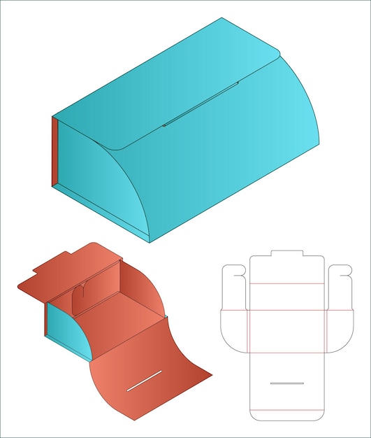 Maqueta 3d de diseño de plantilla troquelada de embalaje de caja