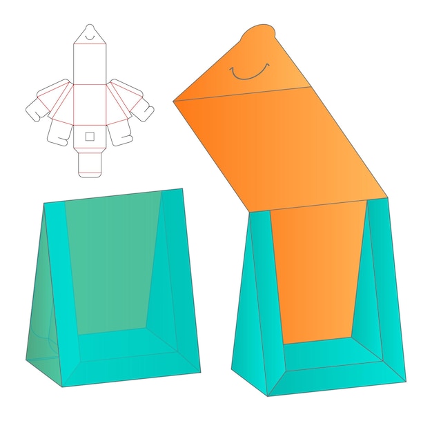 Maqueta 3d de diseño de plantilla troquelada de embalaje de caja