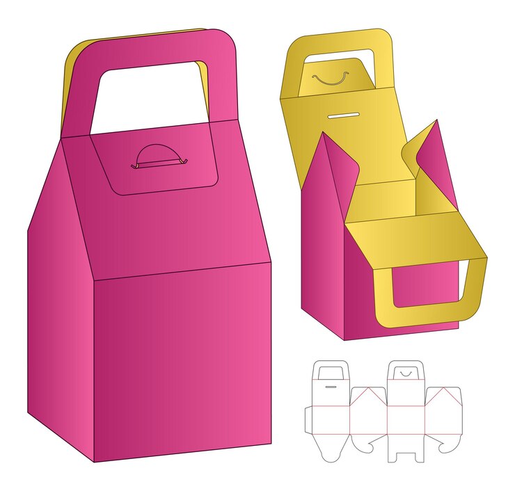 Vector maqueta 3d de diseño de plantilla troquelada de embalaje de caja