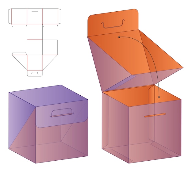 Maqueta 3d de diseño de plantilla troquelada de embalaje de caja