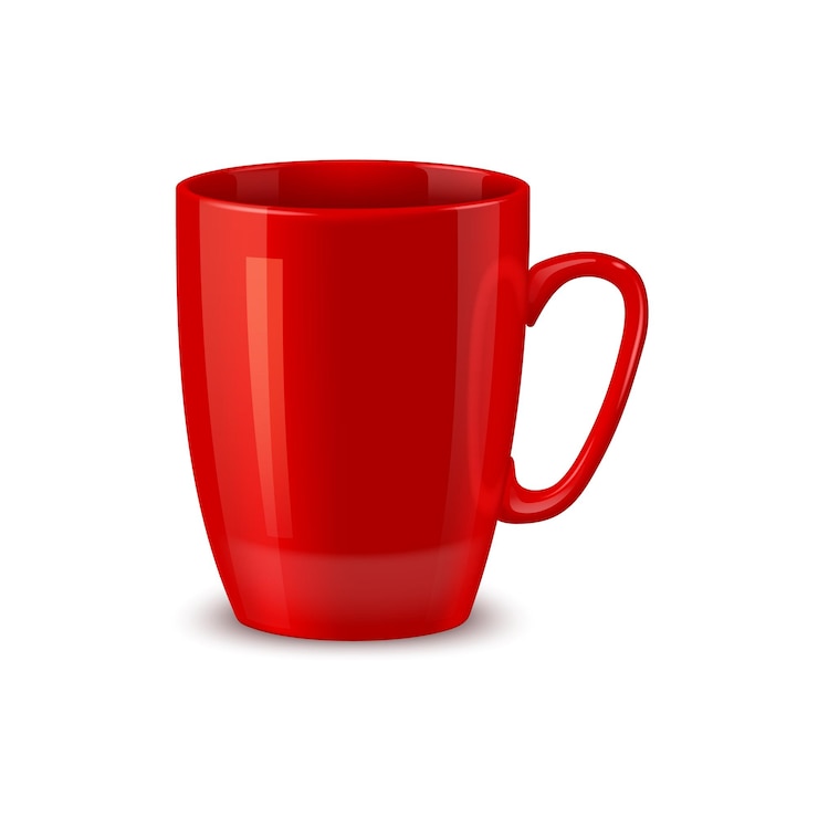Vector maqueta aislada de taza de café y taza de té de cerámica roja